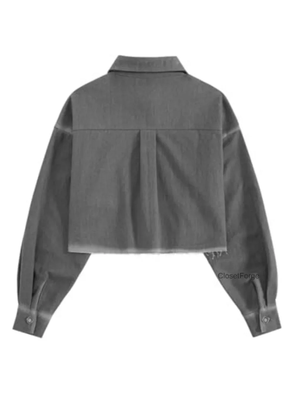Cropped Denim Jacket Washed Grey Vintage Spring Jacket